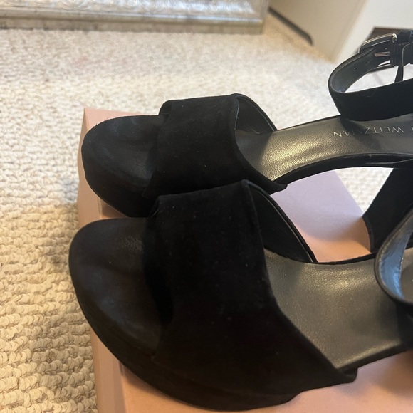 Stuart Weitzman platform shoes black suede size 8.5 used! - Picture 4 of 11